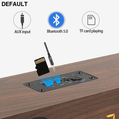 Wooden Soundbar Bluetooth Speaker Music Acoustic System 20W HIFI Stereo Surround LED Display Outdoor With FM Radio Mini