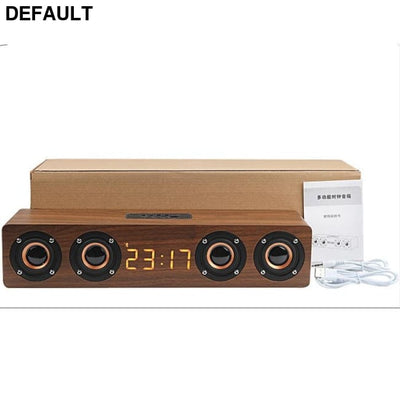 Wooden Soundbar Bluetooth Speaker Music Acoustic System 20W HIFI Stereo Surround LED Display Outdoor With FM Radio Mini