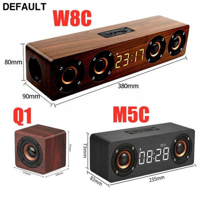 Wooden Soundbar Bluetooth Speaker Music Acoustic System 20W HIFI Stereo Surround LED Display Outdoor With FM Radio Mini