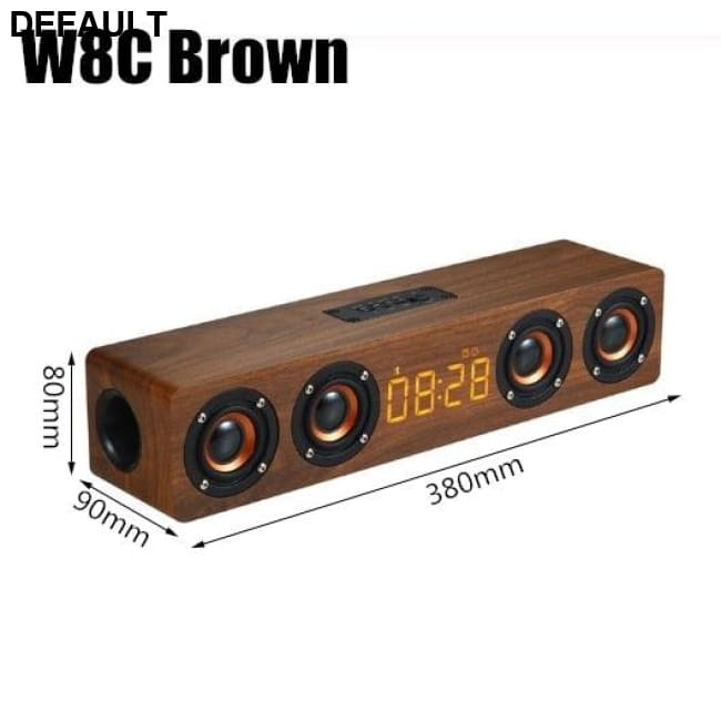 Wooden Soundbar Bluetooth Speaker Music Acoustic System 20W HIFI Stereo Surround LED Display Outdoor With FM Radio W8C