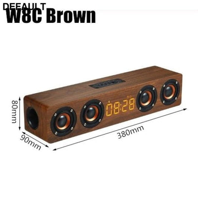 Wooden Soundbar Bluetooth Speaker Music Acoustic System 20W HIFI Stereo Surround LED Display Outdoor With FM Radio W8C