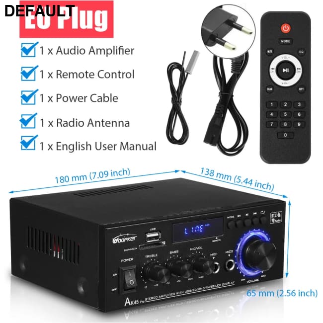 Woopker AK35/AK45/AK45 Pro/AK55 Digital Amplifier Bluetooth Sound 2 Channel HIFi FM USB Audio Amp For Home Car Karaoke