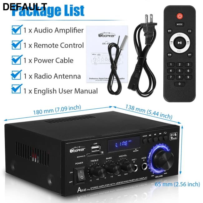 Woopker AK35/AK45/AK45 Pro/AK55 Digital Amplifier Bluetooth Sound 2 Channel HIFi FM USB Audio Amp For Home Car Karaoke