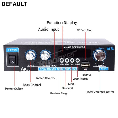 Woopker AK35/AK45/AK45 Pro/AK55 Digital Amplifier Bluetooth Sound 2 Channel HIFi FM USB Audio Amp For Home Car Karaoke