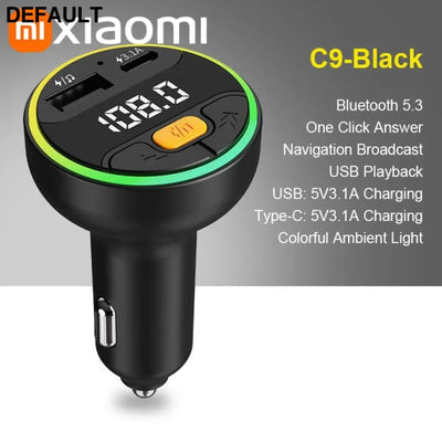 Xiaomi Car FM Transmitter Bluetooth 5.3 Handsfree Wireless Kit USB C Charger Auto Radio Fm Modulator Mp3 Player Adapter