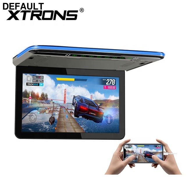 XTRONS 13.3 inch FHD screen car tv monitor with IR FM transmitter advertising 13.3’’ Car Ceiling & Headrest Monitors