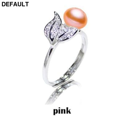 YIKALAISI Pearl jewelry 7-8 mm rings 925 sterling silver Pink Sterling Silver Rings