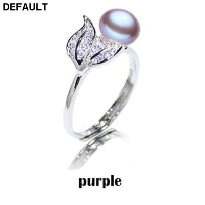 YIKALAISI Pearl jewelry 7-8 mm rings 925 sterling silver Purple Sterling Silver Rings