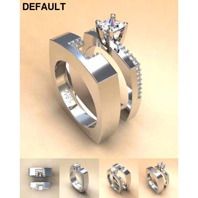 Zircon Stone Ring Set Crystal Silver Color Bridal 6 Sterling Rings