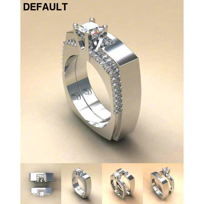 Zircon Stone Ring Set Crystal Silver Color Bridal Sterling Rings