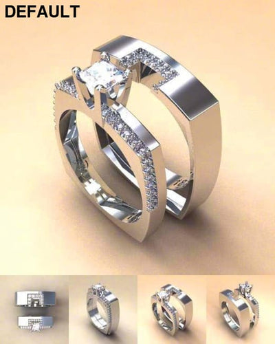 Zircon Stone Ring Set Crystal Silver Color Bridal Wedding Jewelry Promise Engagement Rings For Women Sterling