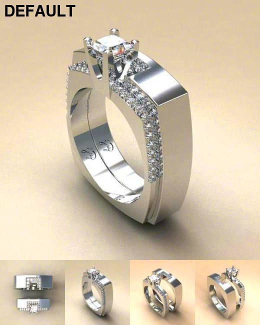 Zircon Stone Ring Set Crystal Silver Color Bridal Wedding Jewelry Promise Engagement Rings For Women Sterling