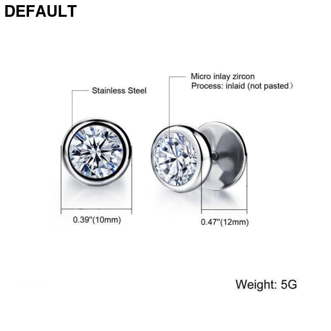 ZORCVENS New Arrival Fashion Jewelry Delicate Stainless Steel Inlaid CZ Accessories silver color Black Man Woman Stud