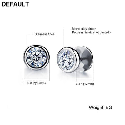 ZORCVENS New Arrival Fashion Jewelry Delicate Stainless Steel Inlaid CZ Accessories silver color Black Man Woman Stud