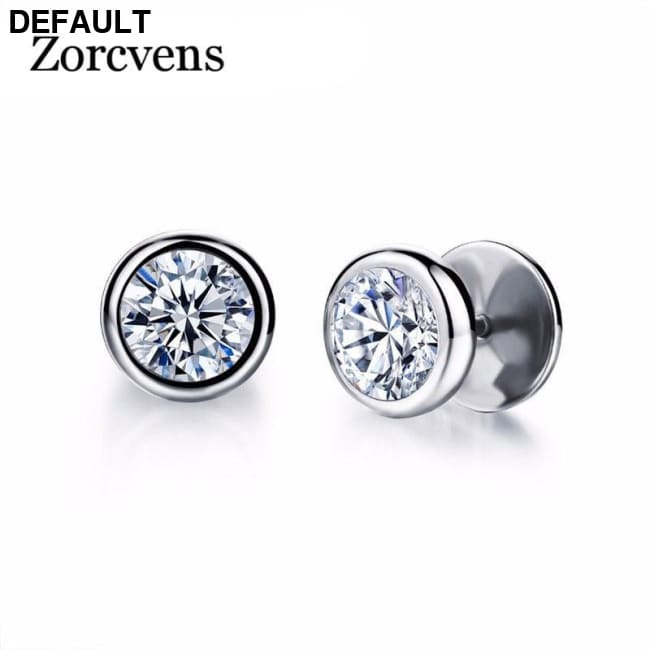 ZORCVENS New Arrival Fashion Jewelry Delicate Stainless Steel Inlaid CZ Accessories silver color Black Man Woman Stud