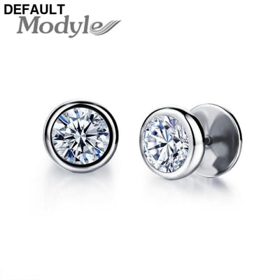 ZORCVENS New Arrival Fashion Jewelry Delicate Stainless Steel Inlaid CZ Accessories silver color Black Man Woman Stud