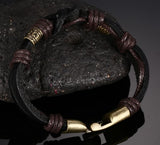Vnox Leather Bracelet Bronze alloy Buckle Easy Hook For Men - Bracelets