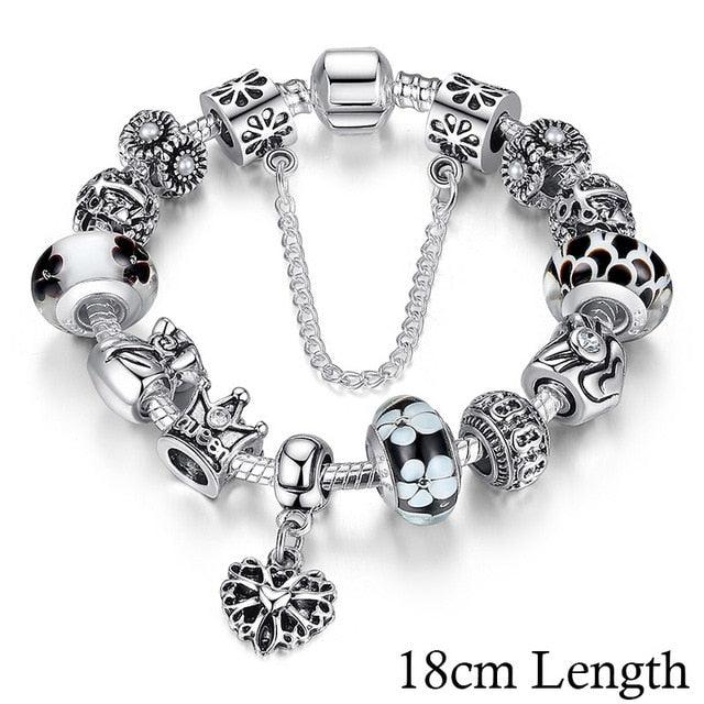 Jewelry Silver Charms Bracelet & Bangles With Queen Crown Beads Bracelet for Women - DRE's Electronics and Fine Jewelry