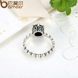 BAMOER 925 Sterling Silver Ring with Black Cubic Zirconia PA7109 - Rings