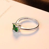 Emerald Simple Female Zircon Stone Finger Ring 925 Sterling Silver Women Jewelry Prom Wedding Engagement Rings - DRE's Electronics and Fine Jewelry