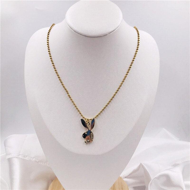 2020 new Women Fashion Cute Long Ear Bunny Pendant Necklaces Charm Playboy Necklace Party Jewelry Collier Femme - DRE's Electronics and Fine Jewelry