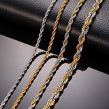 Stainless Steel Rope Chains Men Necklace Silver Gold Color Necklaces