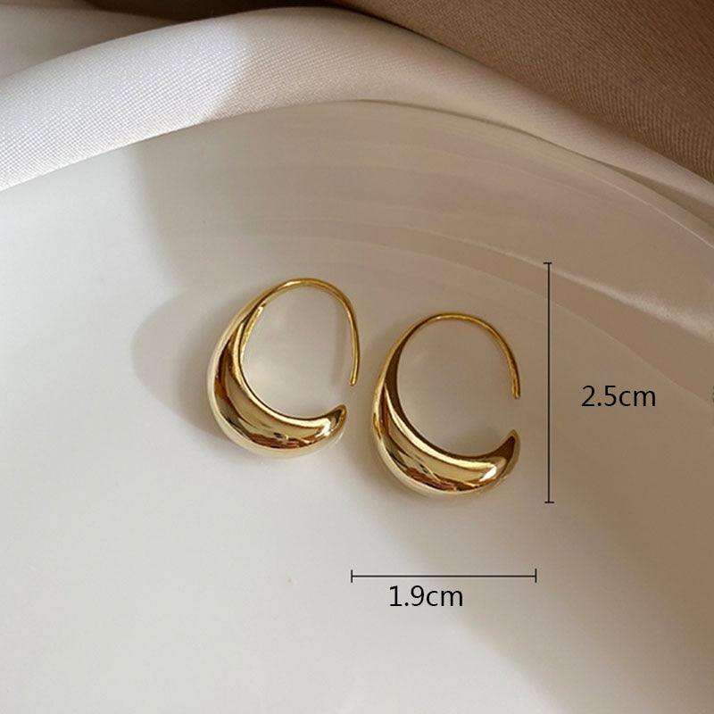 XIYANIKE 925 Sterling Silver Stud Earrings for Women French Trendy Gold Plated C Shape Earring Bride Jewelry Prevent Allergy