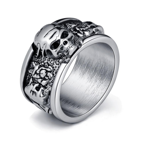 Gothic Punk Skull Bible Men's Ring