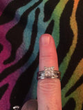 Classic Sterling Silver Princess Cut Wedding/Engagement Set - Wedding Rings