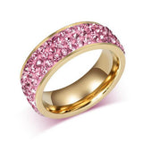 Vintage Wedding Rings for Women 3 Row Crystal Cubic Zirconia - red-size 7