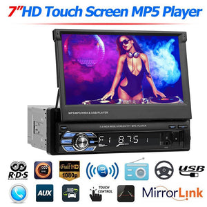 1 Din Car Radio GPS Navigation Bluetooth Rear View Camera Auto Video Player MP5 Stereo Audio FM USB Multimedia - United States / With - DVD 