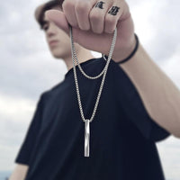 2021 Fashion New Black Rectangle Pendant Necklace Men Trendy Simple Stainless Steel Chain Men Necklace Jewelry Gift - DRE's Electronics and Fine Jewelry