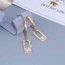 Luxury Classic Gold Color Long Crystal Earring Brincos Simple Geometric Square Drop Earrings - DRE's Electronics and Fine Jewelry