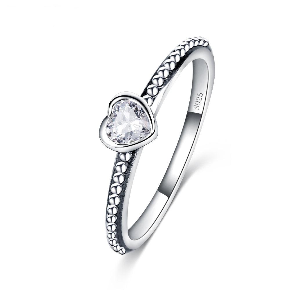 925 Sterling Silver Love Heart Romantic Ring