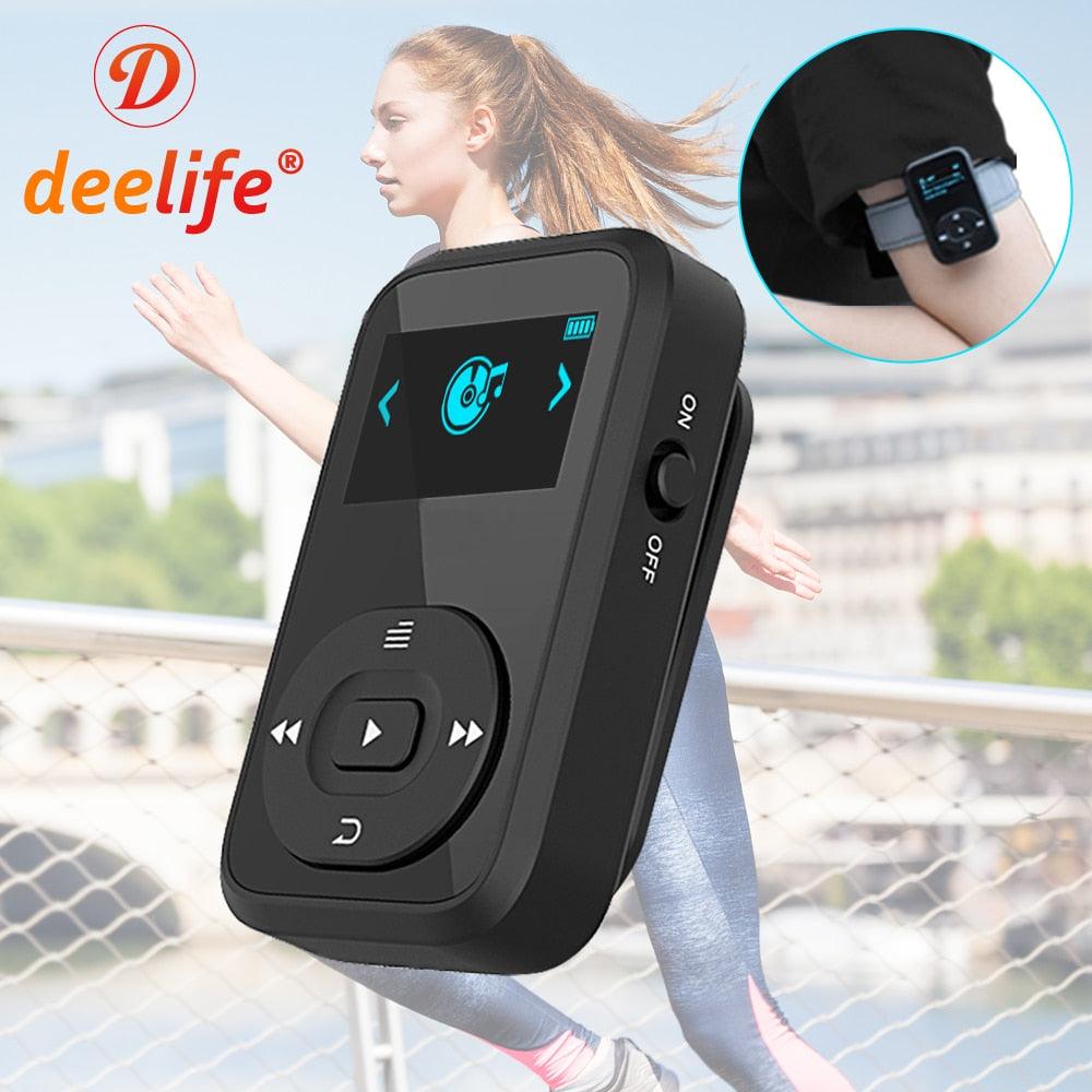 Deelife Bluetooth MP3 player Music Sport Clip Portable Walkman with Armband Mini Players FM Radio Ebook Voice Recorder