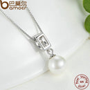 BAMOER 925 Sterling Silver Simulated Pearl Pendant Necklace Long Chain Necklace SCN030 - DRE's Electronics and Fine Jewelry