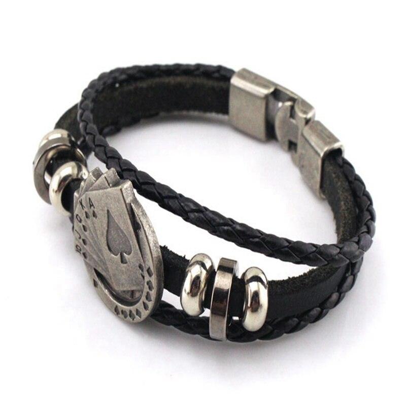 Vintage Cowhide Playing Card Bracelet Three Layer Woven Cowhide Fashion Hand Strap European and American Men Women Accessories - DRE's Electronics and Fine Jewelry