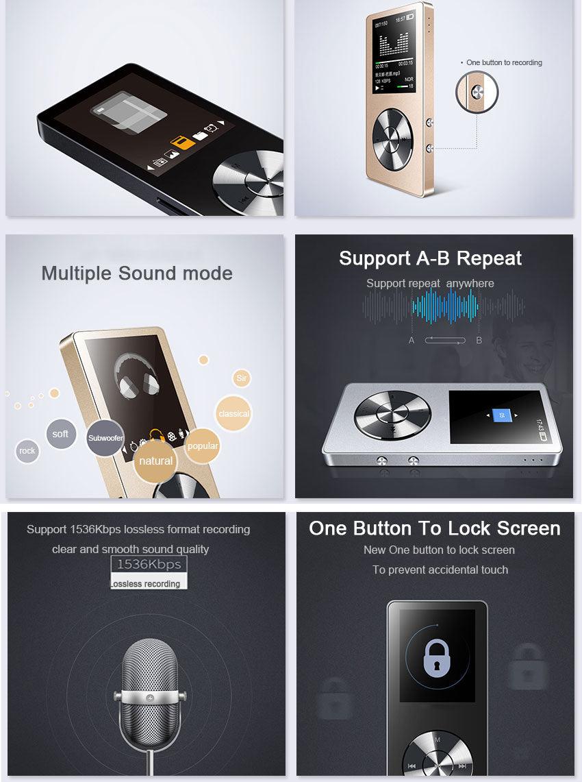 MP3 player lossless HiFi MP3 Music player with High Quality Sound out Speaker E-book FM radio Clock - DRE's Electronics and Fine Jewelry