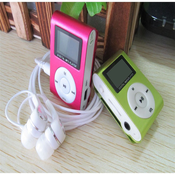 Sport MP3 Player with LCD Screen Metal Mini Clip MP3 Music Player Earphones USB Cable with Micro TF/SD Card Slot