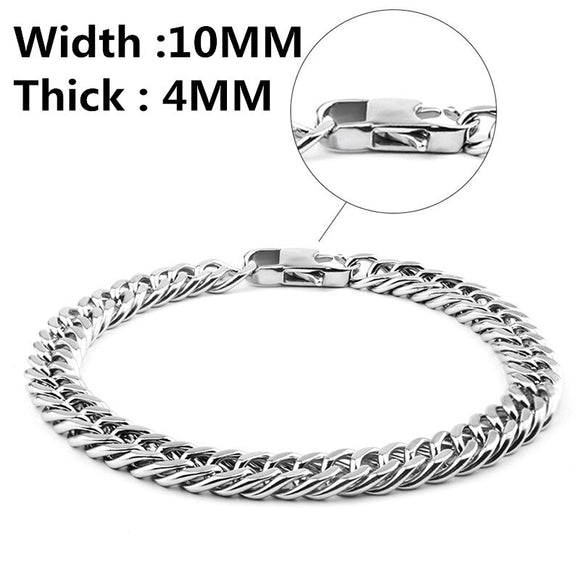 HNSP Punk 10MM Cuba Chain Bracelet For Men Male Stainless Steel Bracelets Gift wholesale
