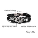 Vnox Anchor Bracelet Black Braided Leather Charm Men Jewelry - Women Bracelets