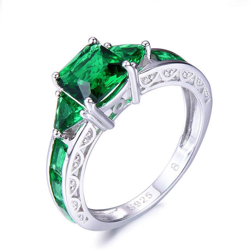 Square Green Stone May Birthstone Ring - DRE's Electronics and Fine Jewelry