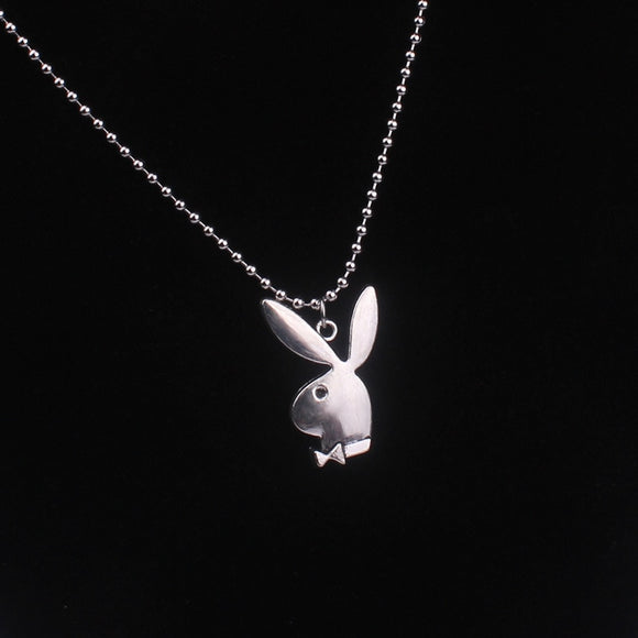 2020 new Women Fashion Cute Long Ear Bunny Pendant Necklaces Charm Playboy Necklace Party Jewelry Collier Femme - Sterling Silver