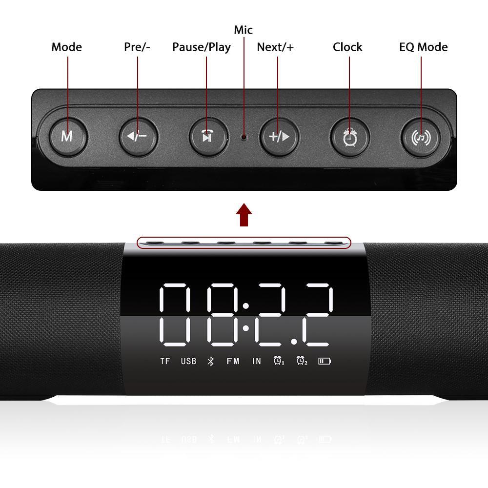 TOPROAD Home TV Bluetooth Soundbar Speaker Portable Wireless Subwoofer 3D Surround Support FM Radio Alarm Clock TF USB - DRE's Electronics and Fine Jewelry