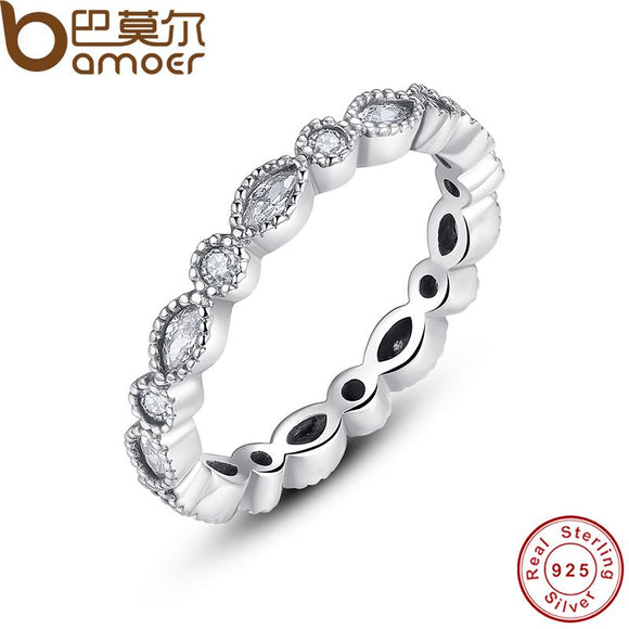 BAMOER 925 Sterling Silver Alluring Brilliant Marquise Stackable Finger Ring PA7130 - 51.9mm - Rings