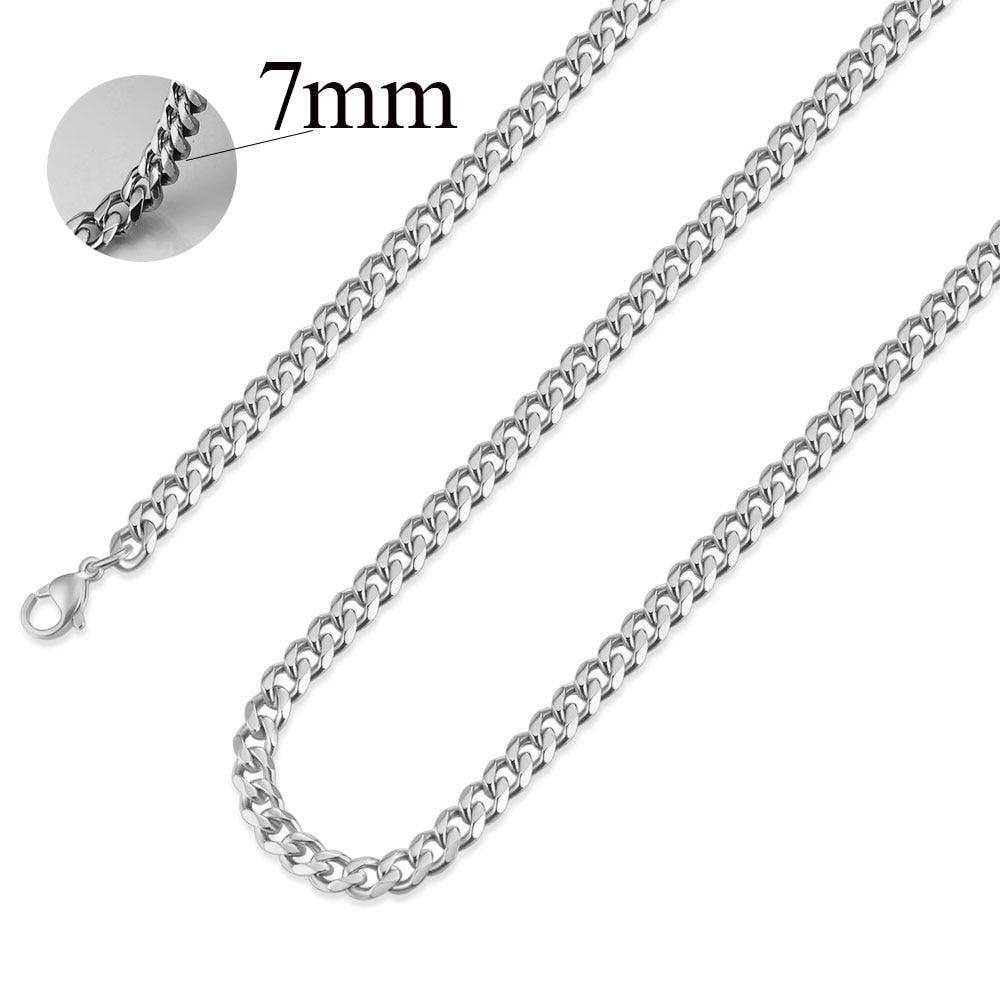 NIBA 3/5/7/8mm wide Men's Chain Collana Uomo 24inch Stainless Steel Silver Plated Cadenas Hombre Necklace Fashion Jewelry - DRE's Electronics and Fine Jewelry