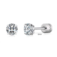 Steel Cubic Zirconia Crystal Stone Round Small Stud Earring for Women Wedding Unusual helix screw earrings Man Jewelry female - DRE's Electronics and Fine Jewelry