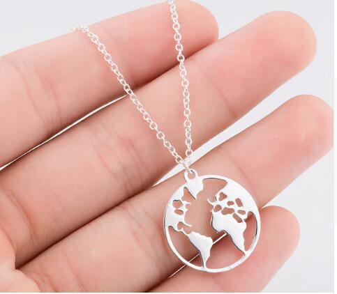 Vintage Origami World Map Necklace Women Geometric Necklace Round Necklace Circle Necklaces & Pendants Choker Jewelry - DRE's Electronics and Fine Jewelry