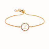 Colorful Rainbow Zircon 26 Letter Bracelet for Women adjustable initial Femme Snake Chain Jewelry Christmas gifts - Z / SILVER - Bracelets