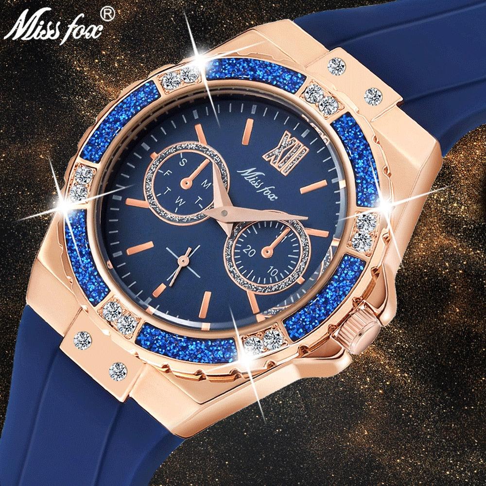 MISSFOX Rose Gold Chrono Watch